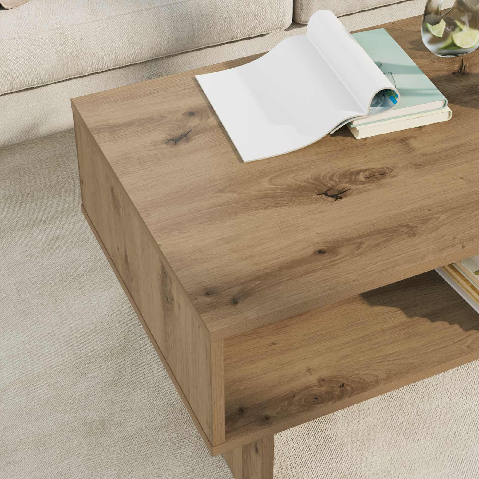 Salontafel Artisan Eiken 80 x 46 x 35 cm Bewerkt hout