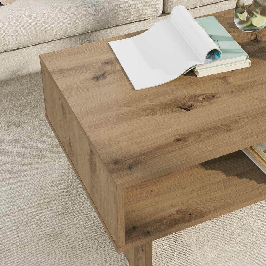 Salontafel Artisan Eiken 80 x 46 x 35 cm Bewerkt hout