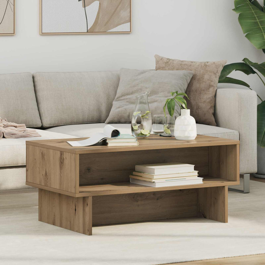 Salontafel Artisan Eiken 80 x 46 x 35 cm Bewerkt hout