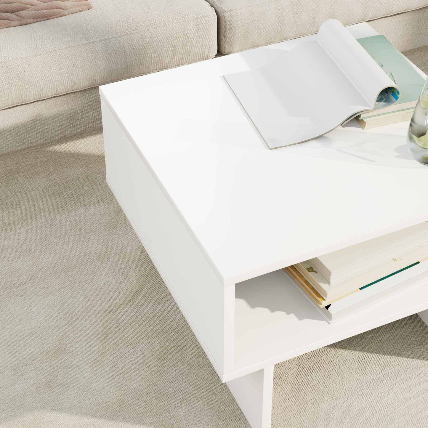 Salontafel Wit 48 x 46 x 35 cm Bewerkt hout
