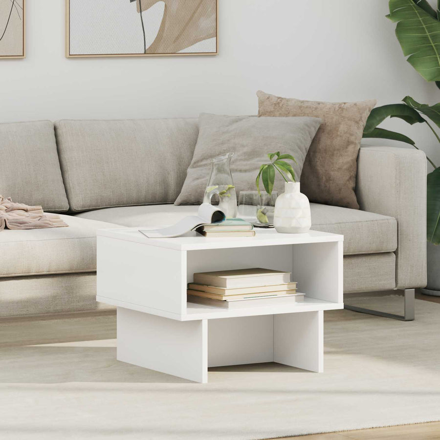 Salontafel Wit 48 x 46 x 35 cm Bewerkt hout