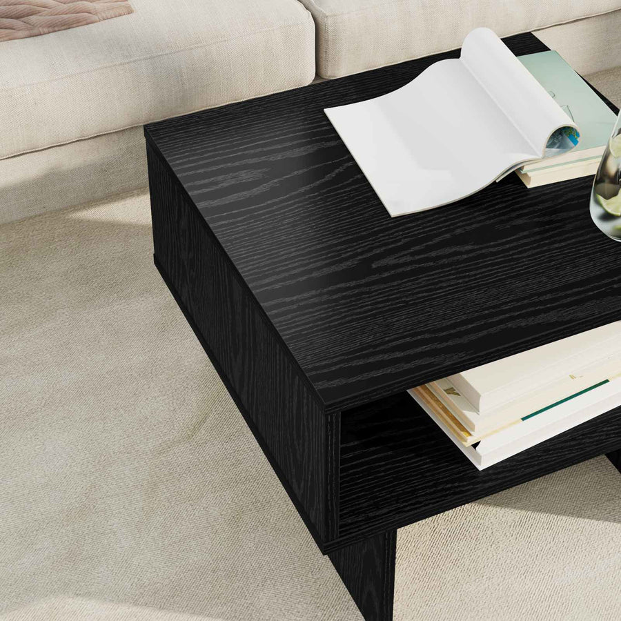 Salontafel Zwart Eiken 48 x 46 x 35 cm Bewerkt hout