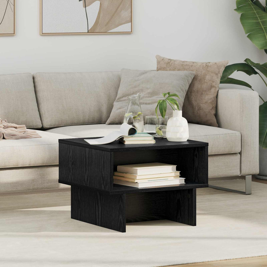 Salontafel Zwart Eiken 48 x 46 x 35 cm Bewerkt hout