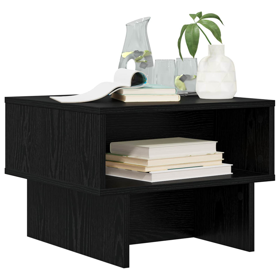 Salontafel Zwart Eiken 48 x 46 x 35 cm Bewerkt hout
