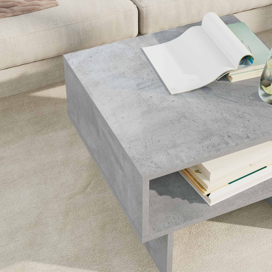 Salontafel Beton Grijs 48 x 46 x 35 cm Bewerkt hout