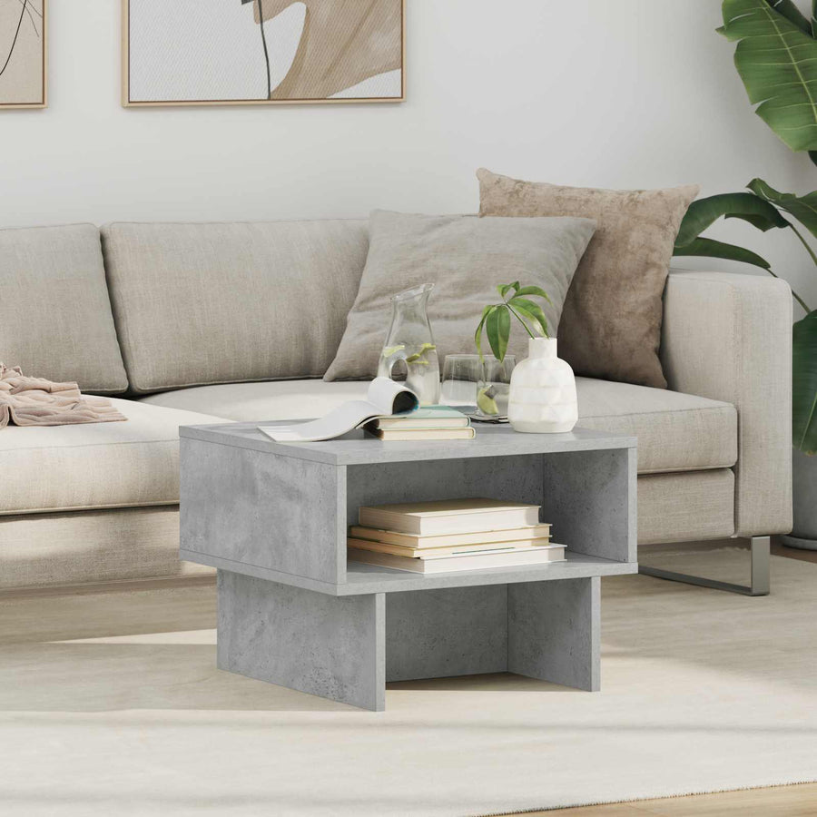 Salontafel Beton Grijs 48 x 46 x 35 cm Bewerkt hout