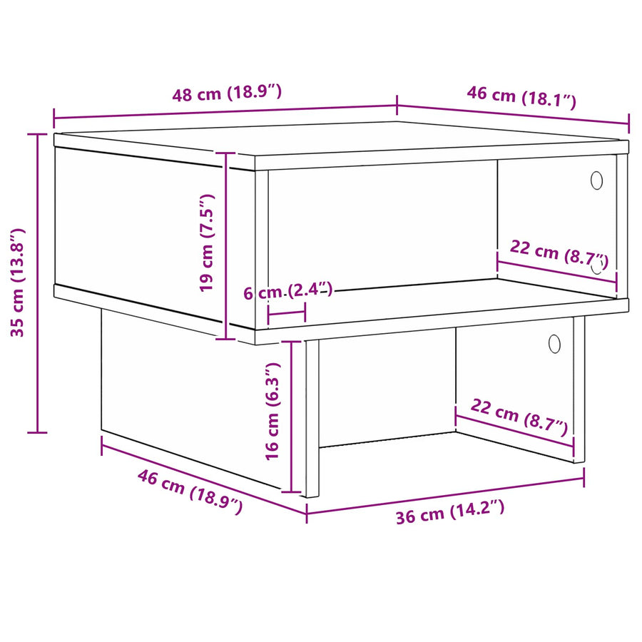 Salontafel Beton Grijs 48 x 46 x 35 cm Bewerkt hout