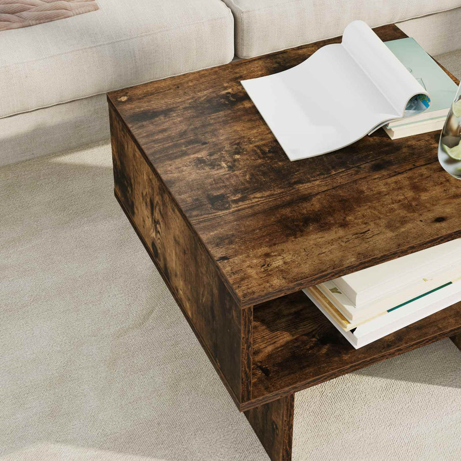 Salontafel Gerookt eiken 48 x 46 x 35 cm Bewerkt hout
