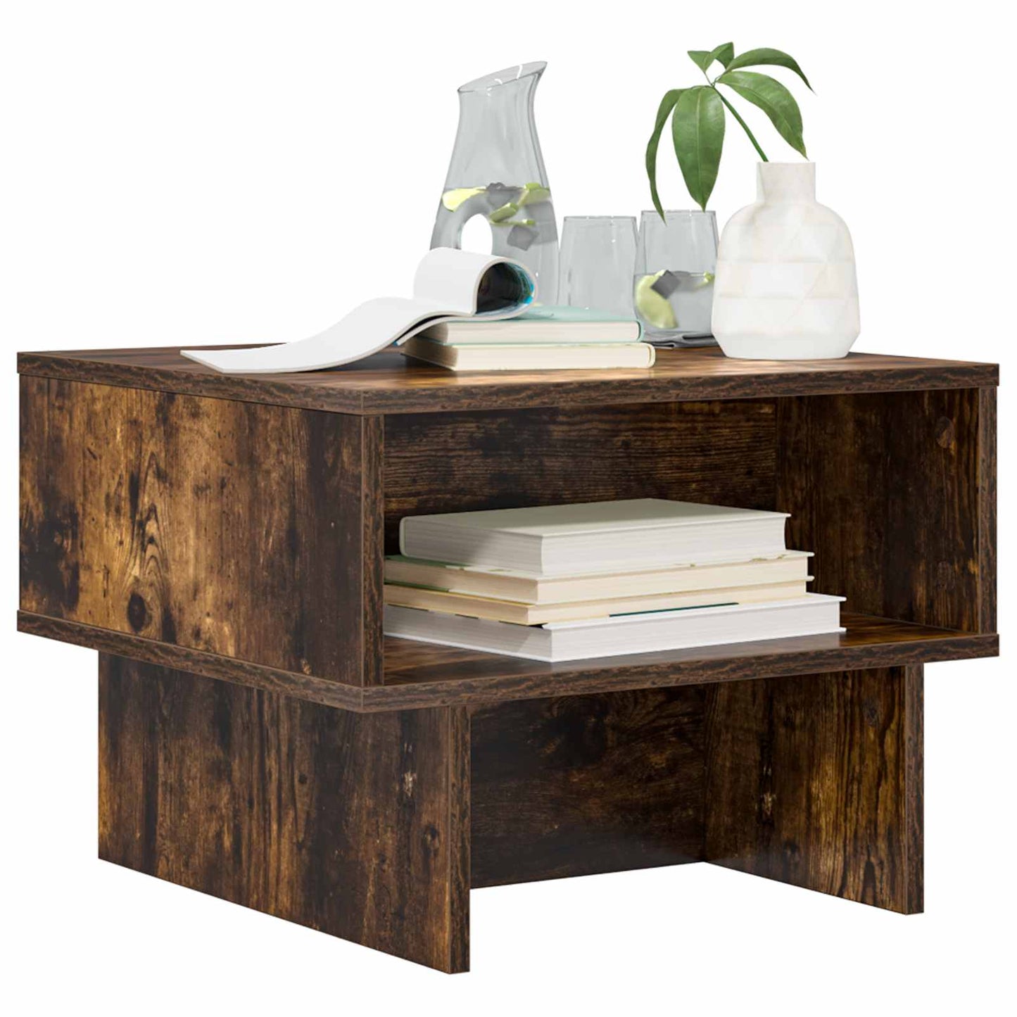 Salontafel Gerookt eiken 48 x 46 x 35 cm Bewerkt hout