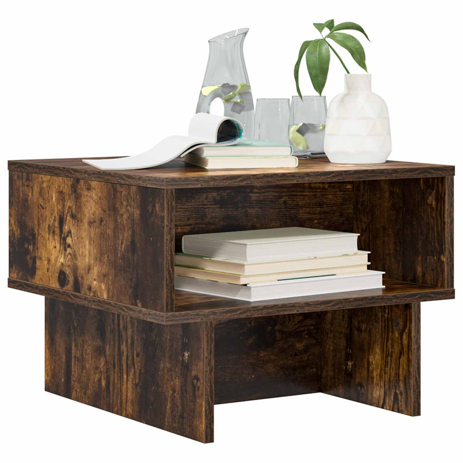 Salontafel Gerookt eiken 48 x 46 x 35 cm Bewerkt hout