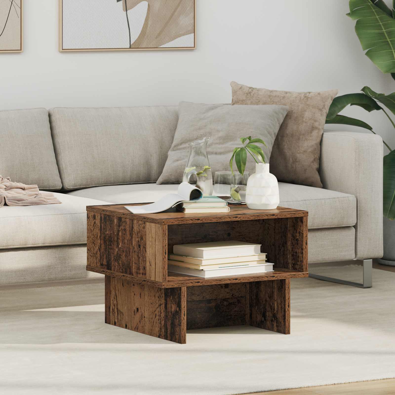 Salontafel Oudhout 48 x 46 x 35 cm Bewerkt hout