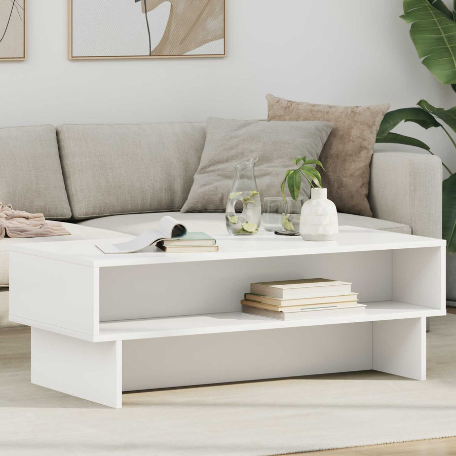 Salontafel Wit 100 x 46 x 35 cm Bewerkt hout