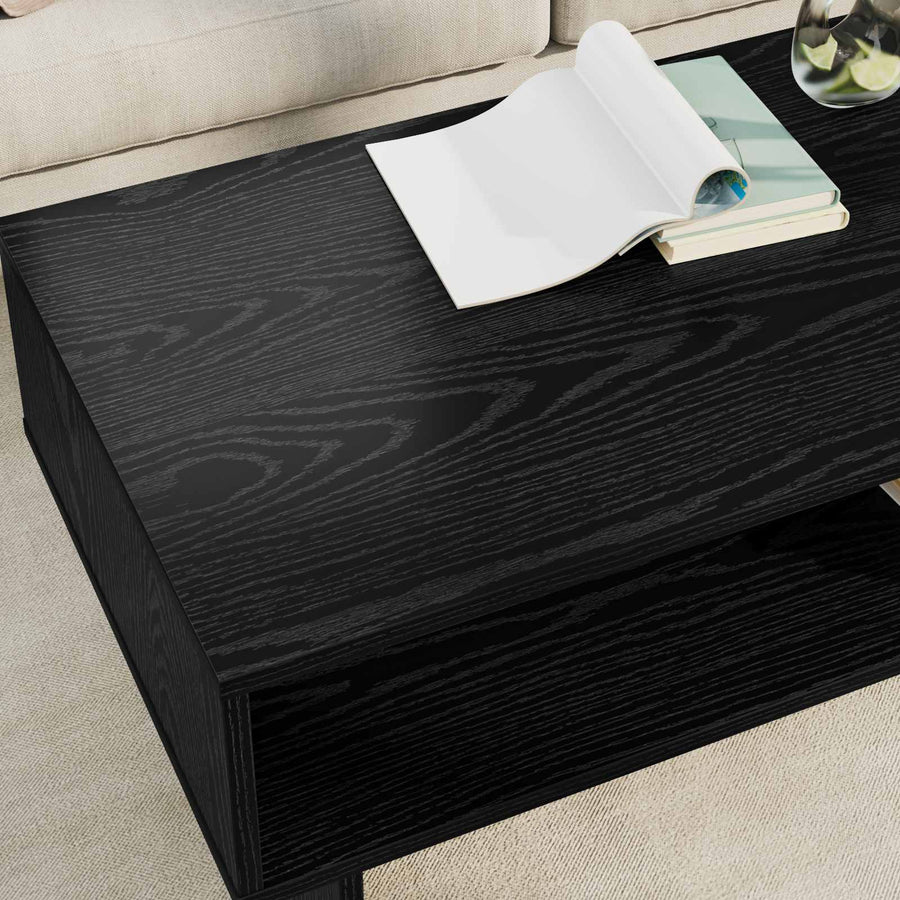 Salontafel Zwart Eiken 100 x 46 x 35 cm Bewerkt hout