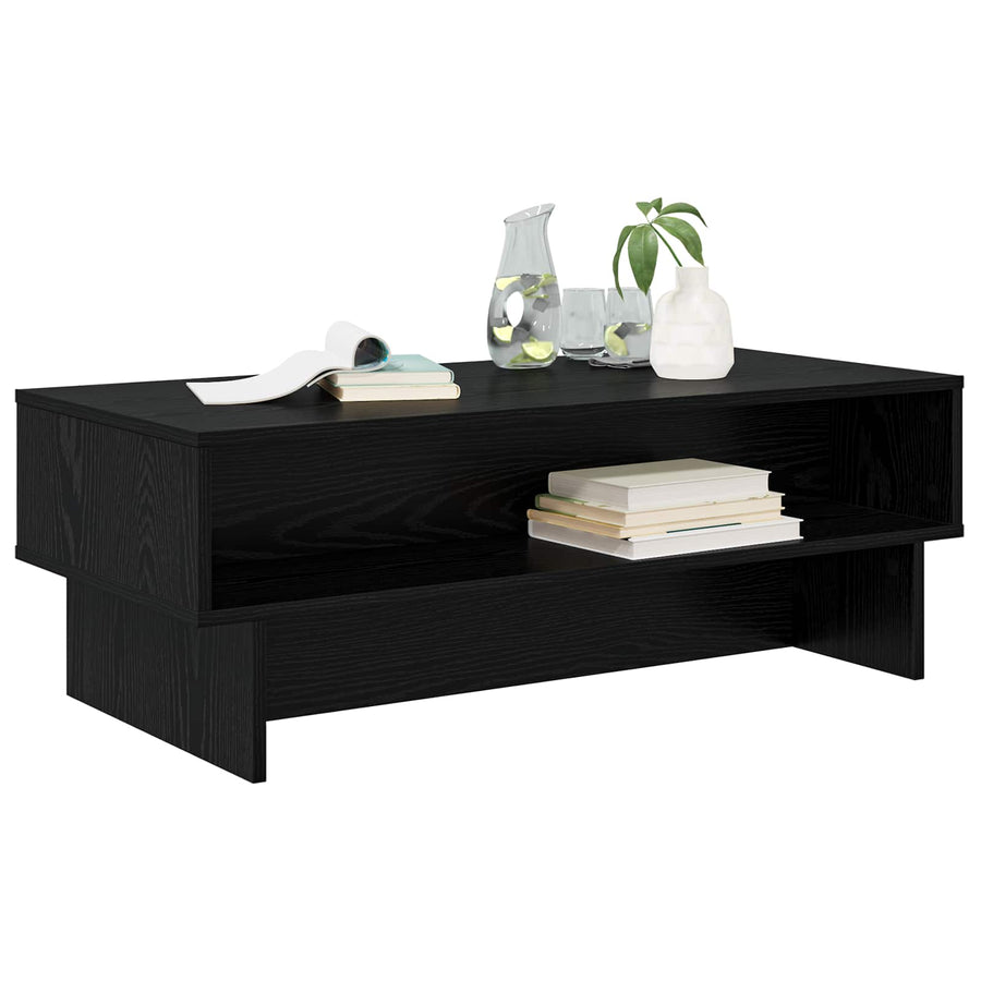 Salontafel Zwart Eiken 100 x 46 x 35 cm Bewerkt hout