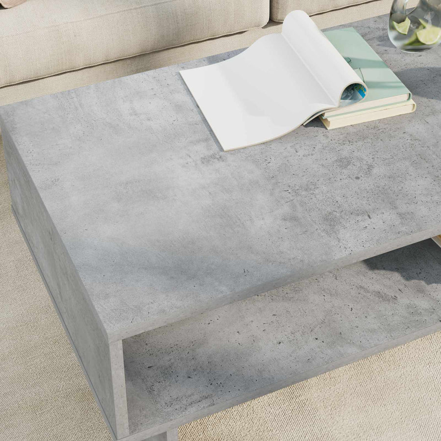 Salontafel Beton Grijs 100 x 46 x 35 cm Bewerkt hout