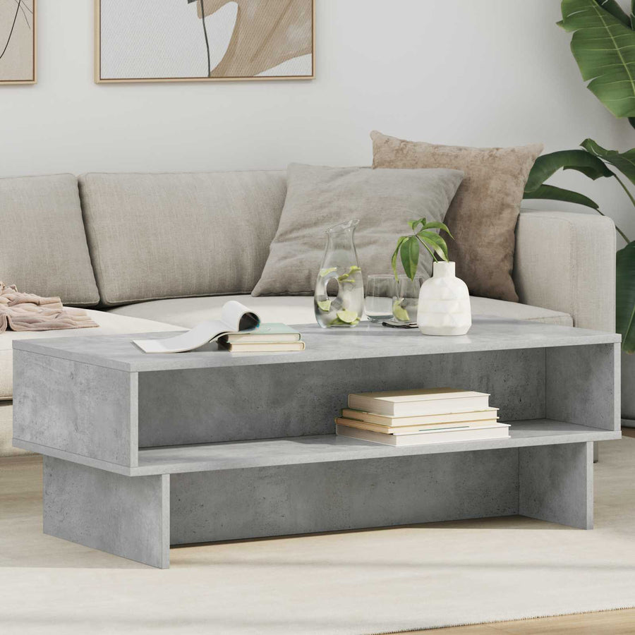 Salontafel Beton Grijs 100 x 46 x 35 cm Bewerkt hout