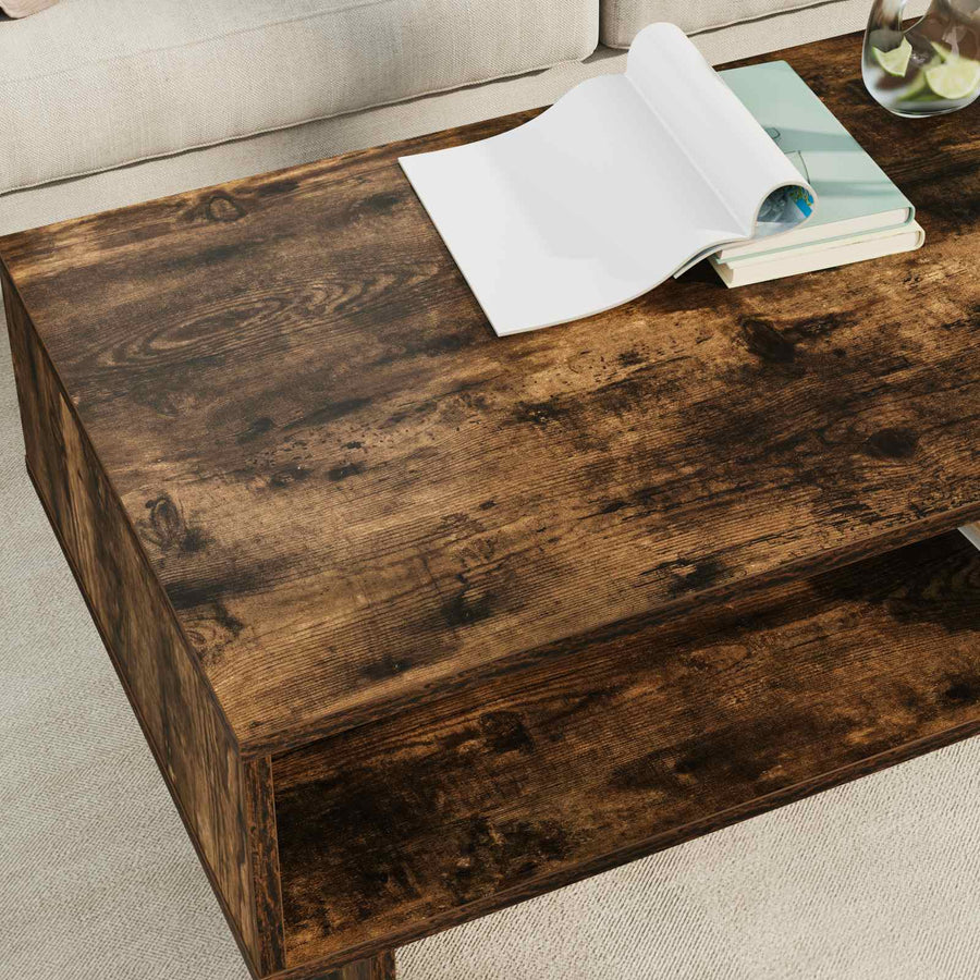 Salontafel Gerookt eiken 100 x 46 x 35 cm Bewerkt hout