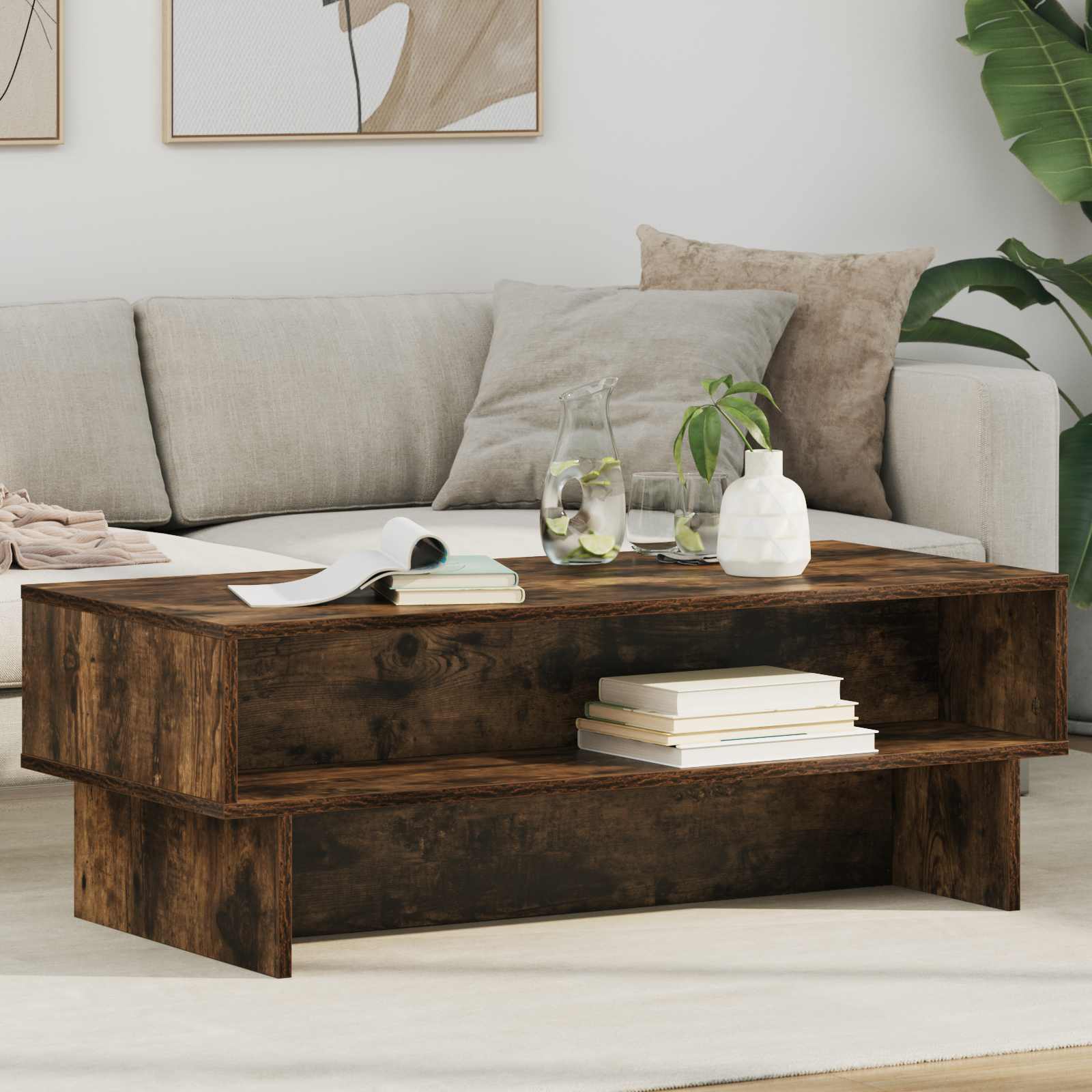 Salontafel Gerookt eiken 100 x 46 x 35 cm Bewerkt hout
