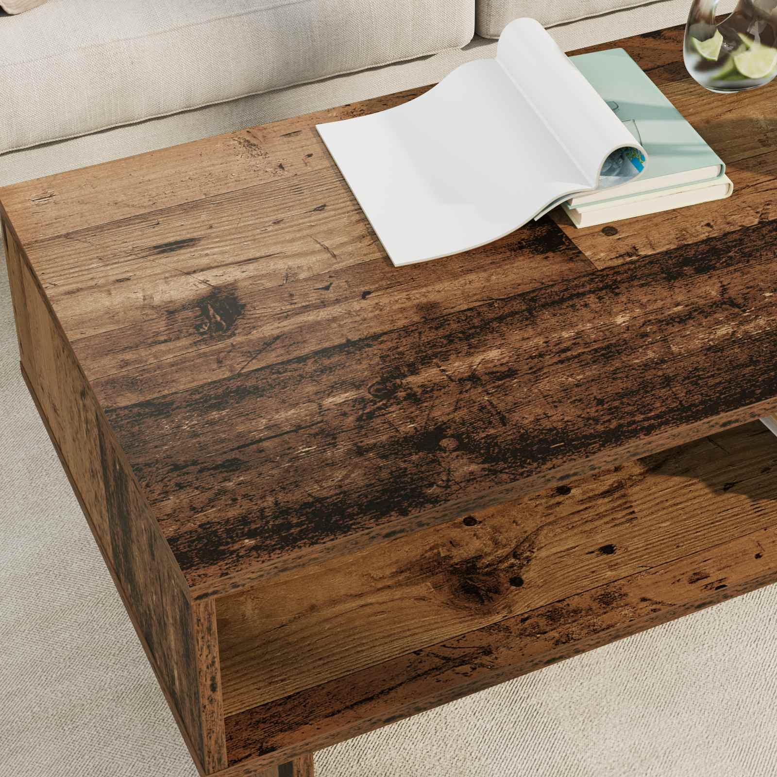 Salontafel Oudhout 100 x 46 x 35 cm Bewerkt hout