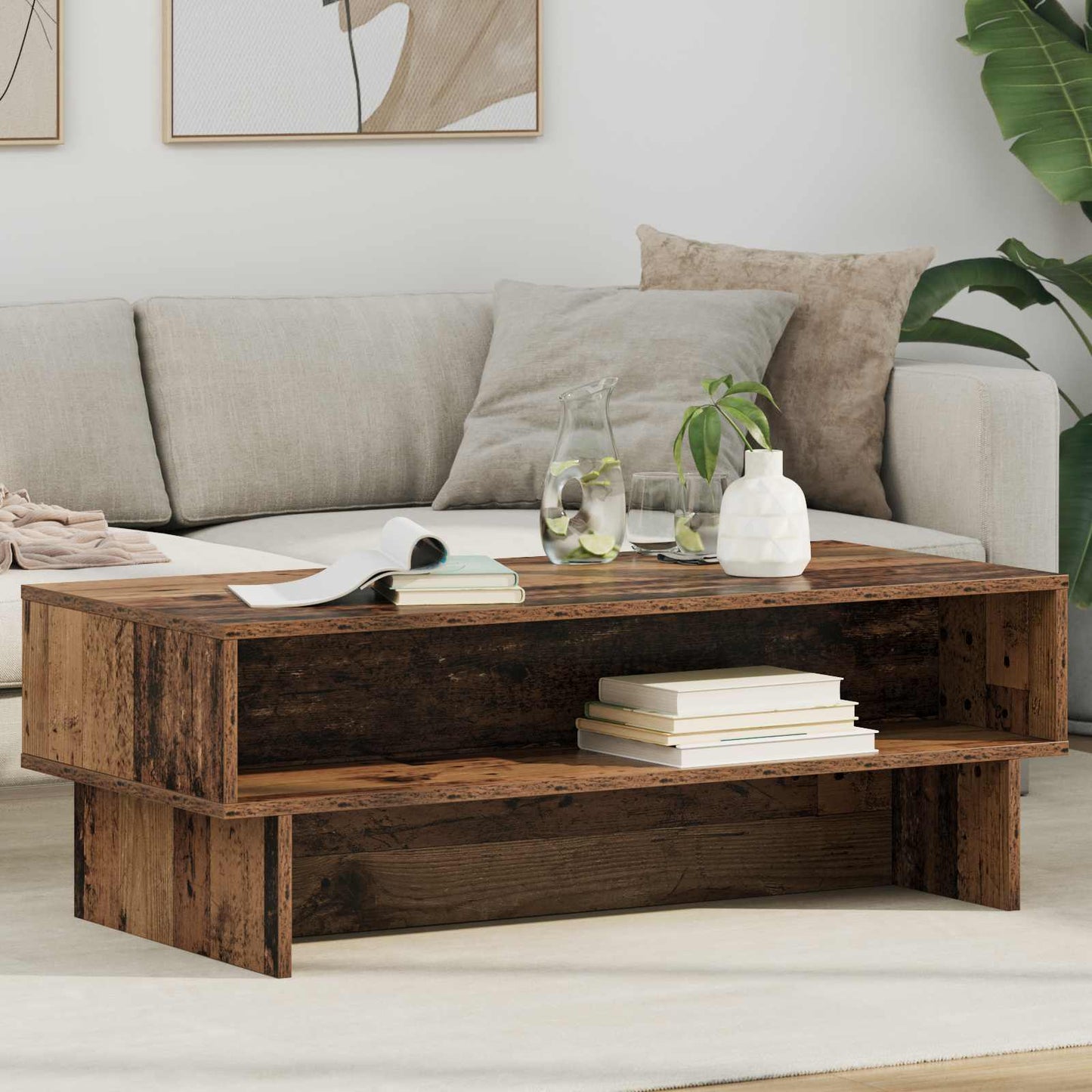 Salontafel Oudhout 100 x 46 x 35 cm Bewerkt hout