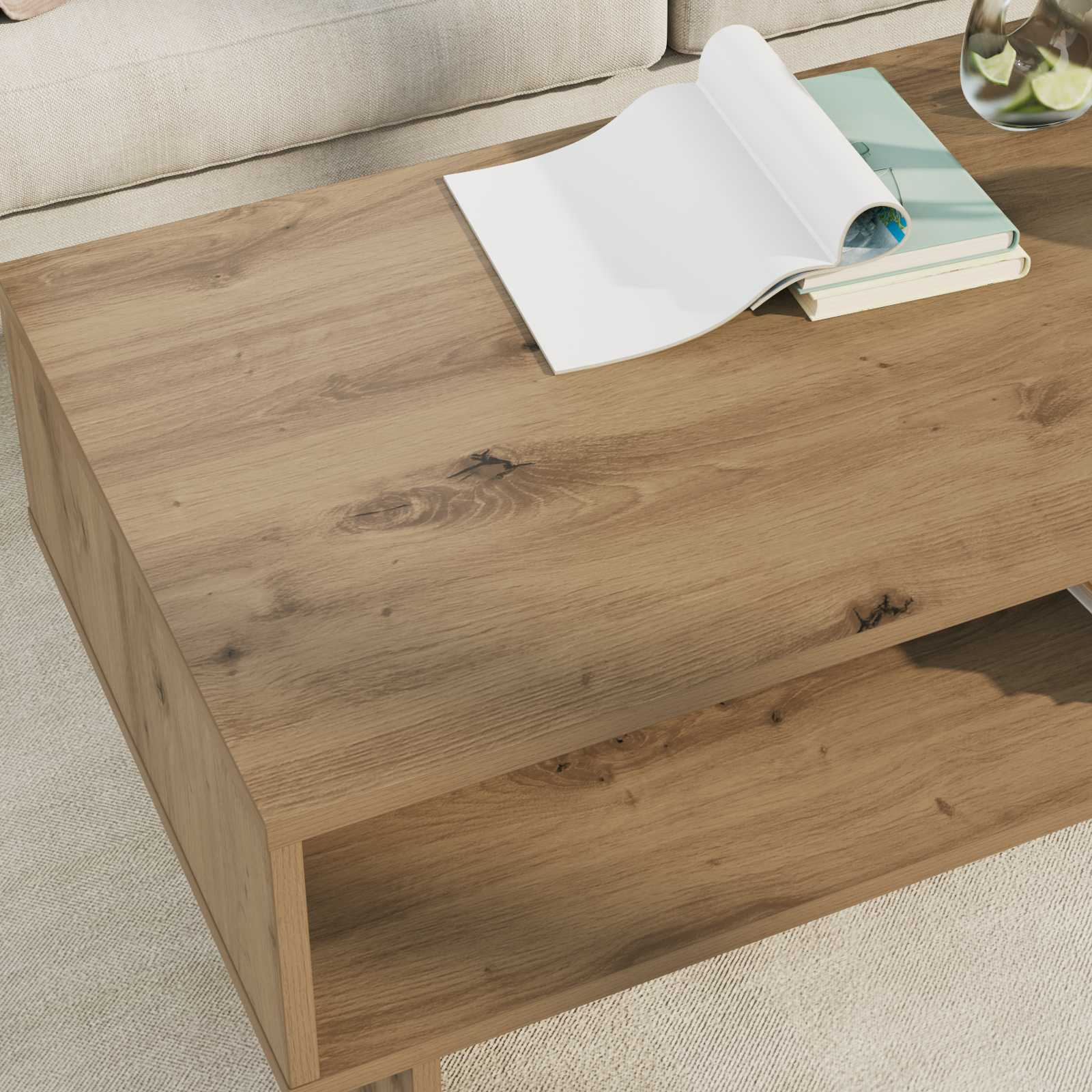 Salontafel Artisan Eiken 100 x 46 x 35 cm Bewerkt hout