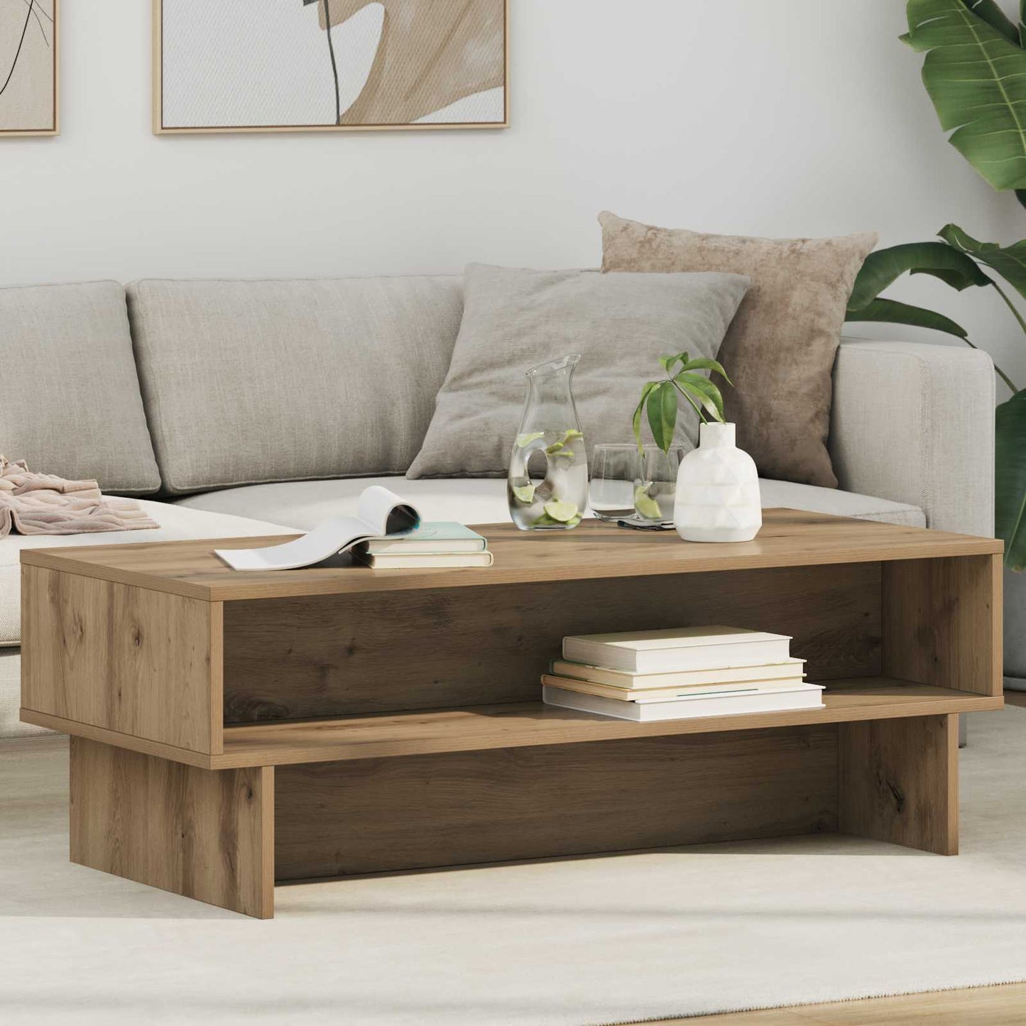 Salontafel Artisan Eiken 100 x 46 x 35 cm Bewerkt hout