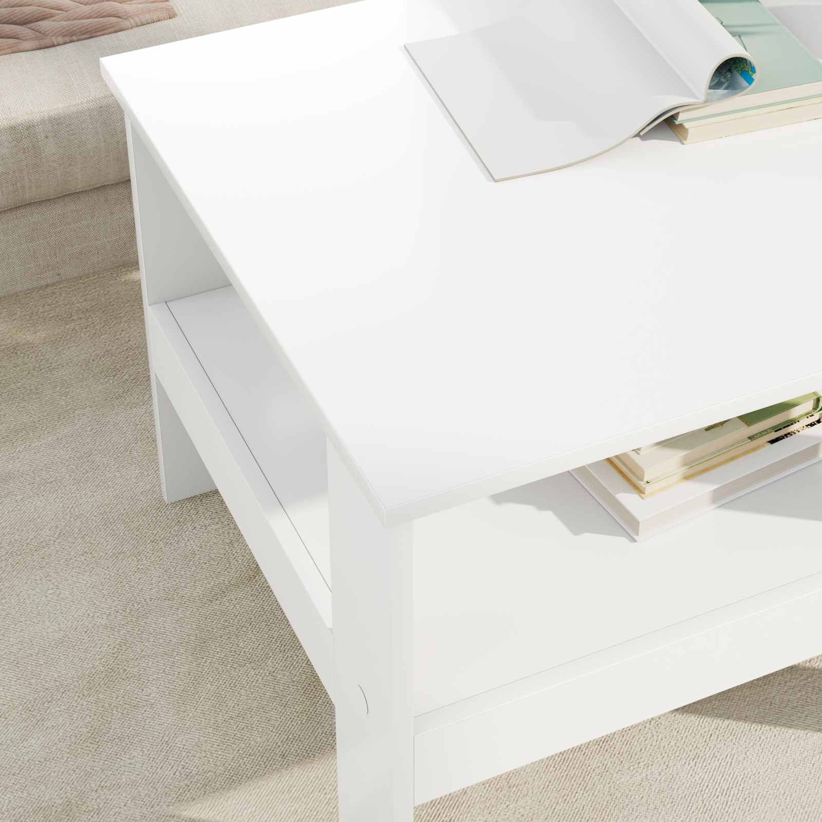 Salontafel Wit 57 x 55 x 45 cm Bewerkt hout
