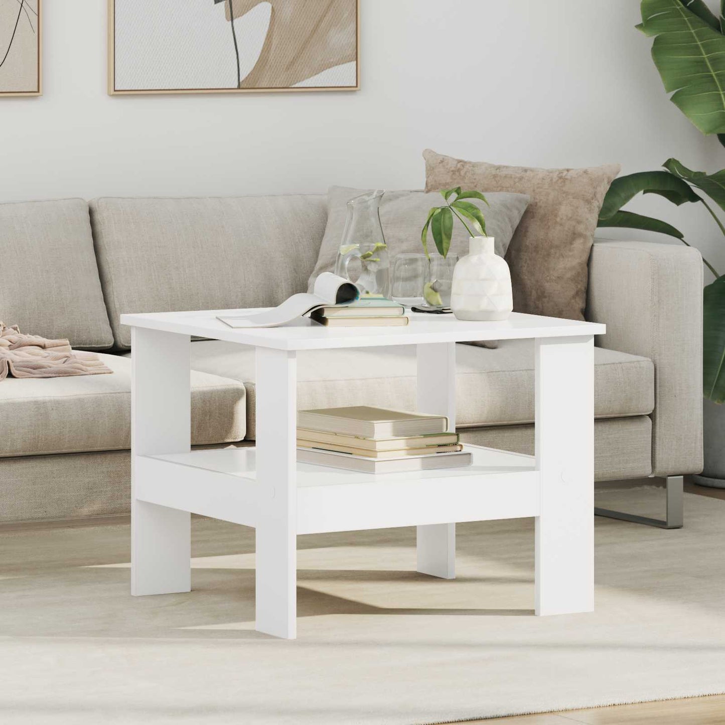 Salontafel Wit 57 x 55 x 45 cm Bewerkt hout