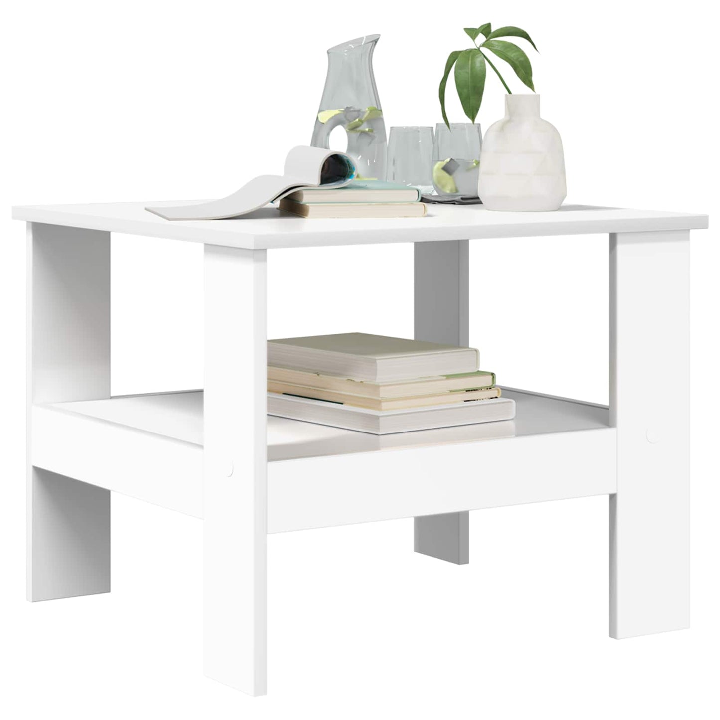 Salontafel Wit 57 x 55 x 45 cm Bewerkt hout