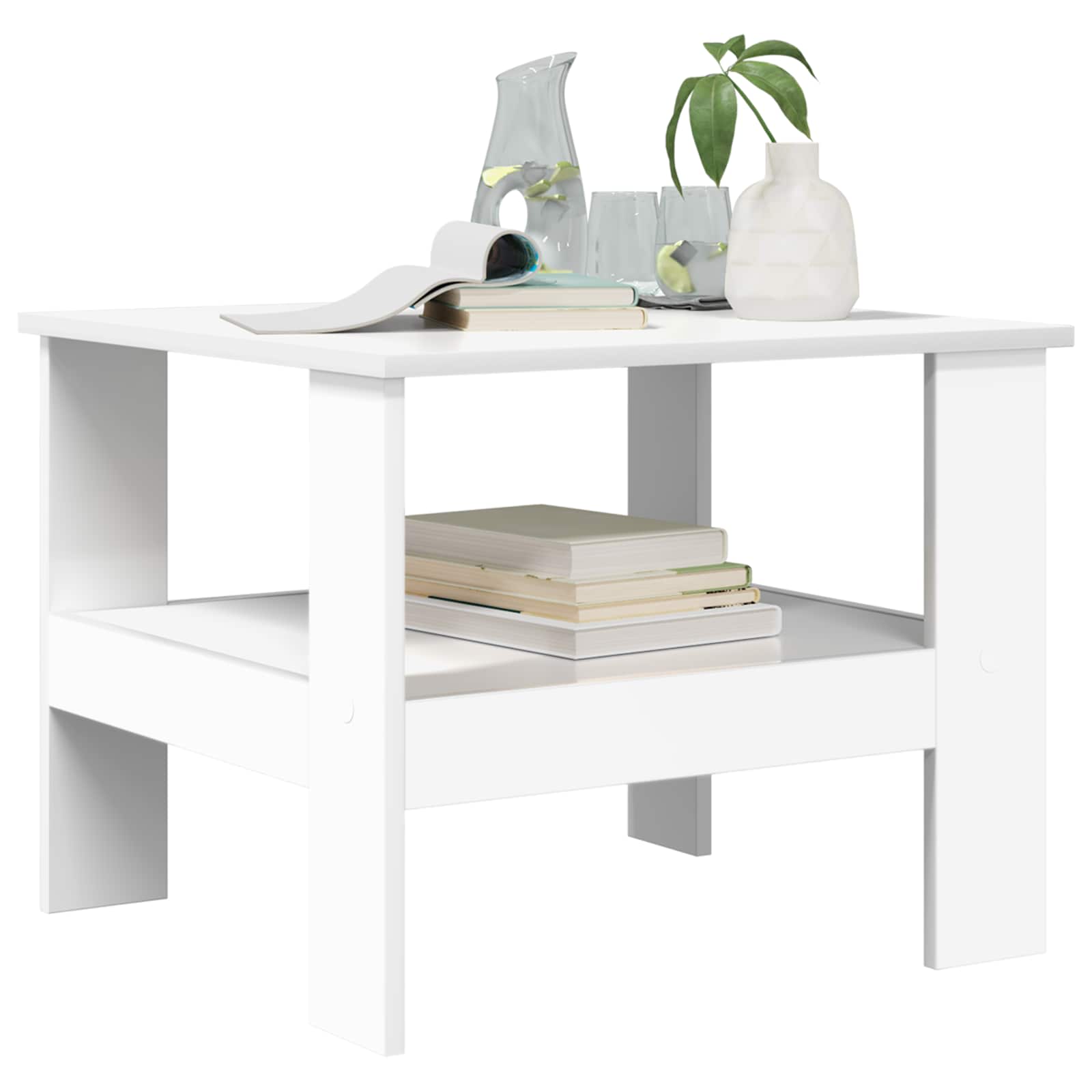Salontafel Wit 57 x 55 x 45 cm Bewerkt hout