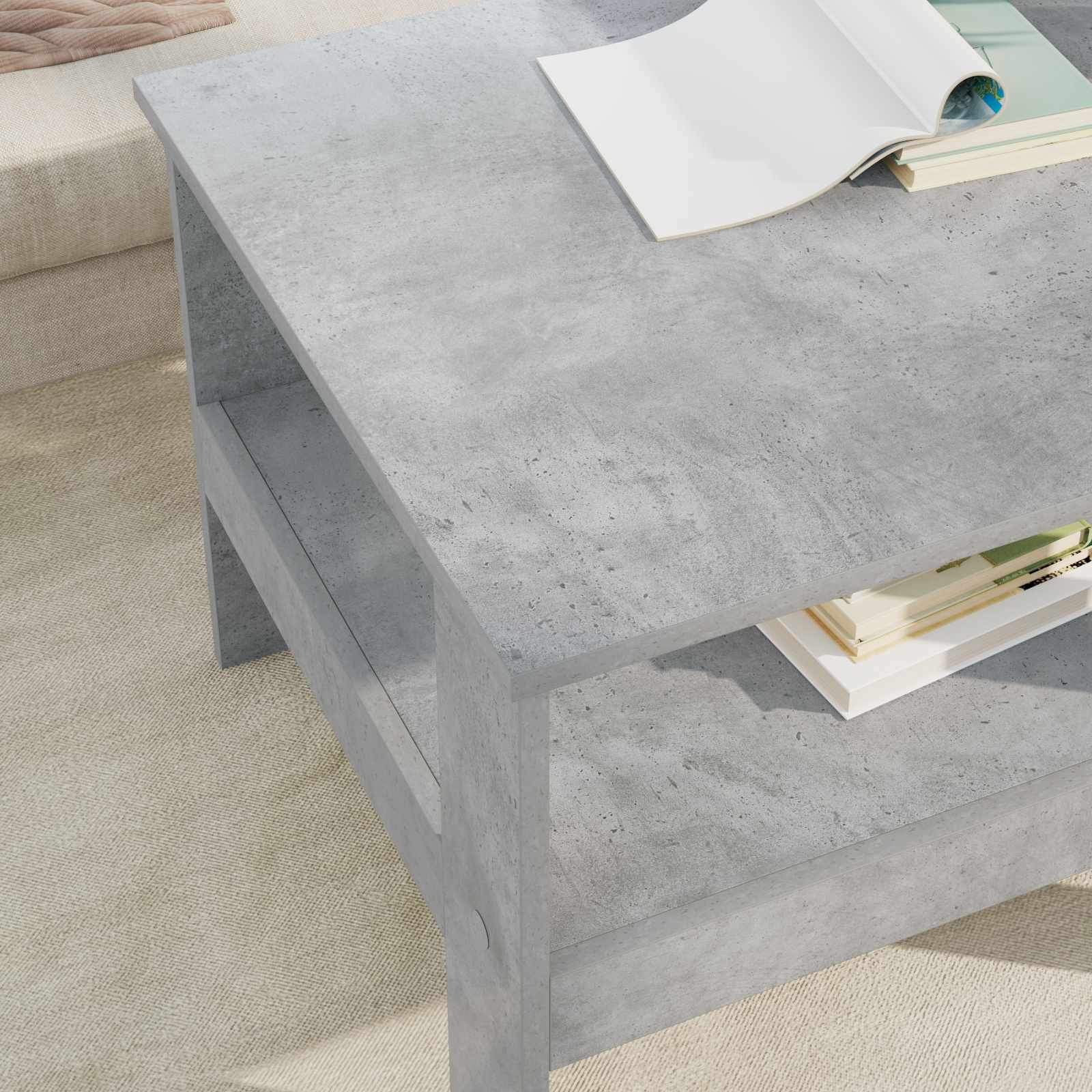 Salontafel Beton Grijs 57 x 55 x 45 cm Bewerkt hout