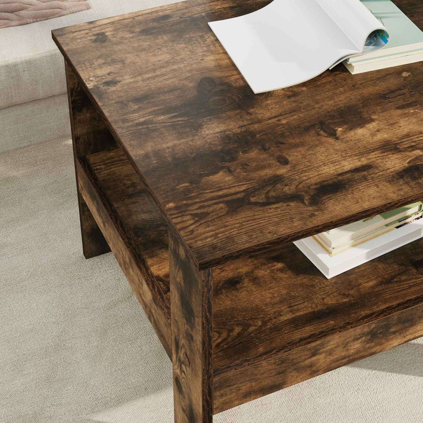 Salontafel Gerookt eiken 57 x 55 x 45 cm Bewerkt hout