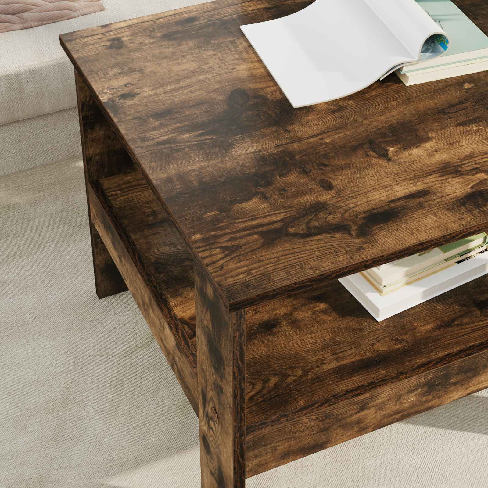 Salontafel Gerookt eiken 57 x 55 x 45 cm Bewerkt hout