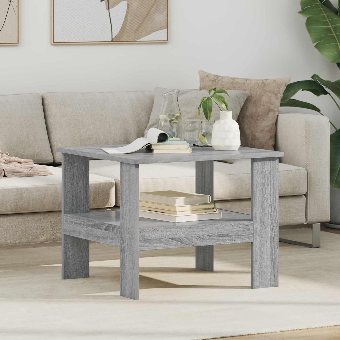 Salontafel Grijs Sonoma 57 x 55 x 45 cm Bewerkt hout