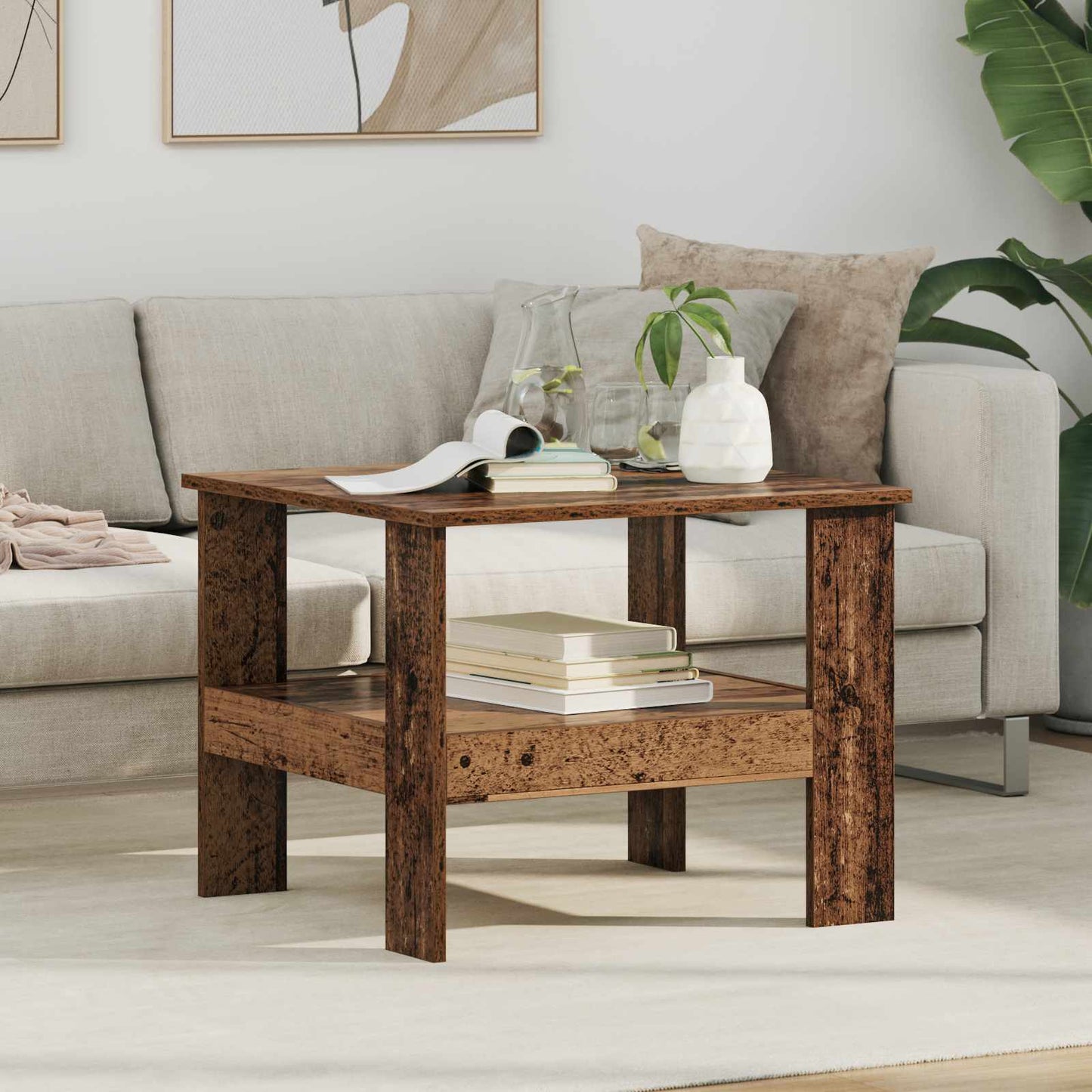 Salontafel Oudhout 57 x 55 x 45 cm Bewerkt hout