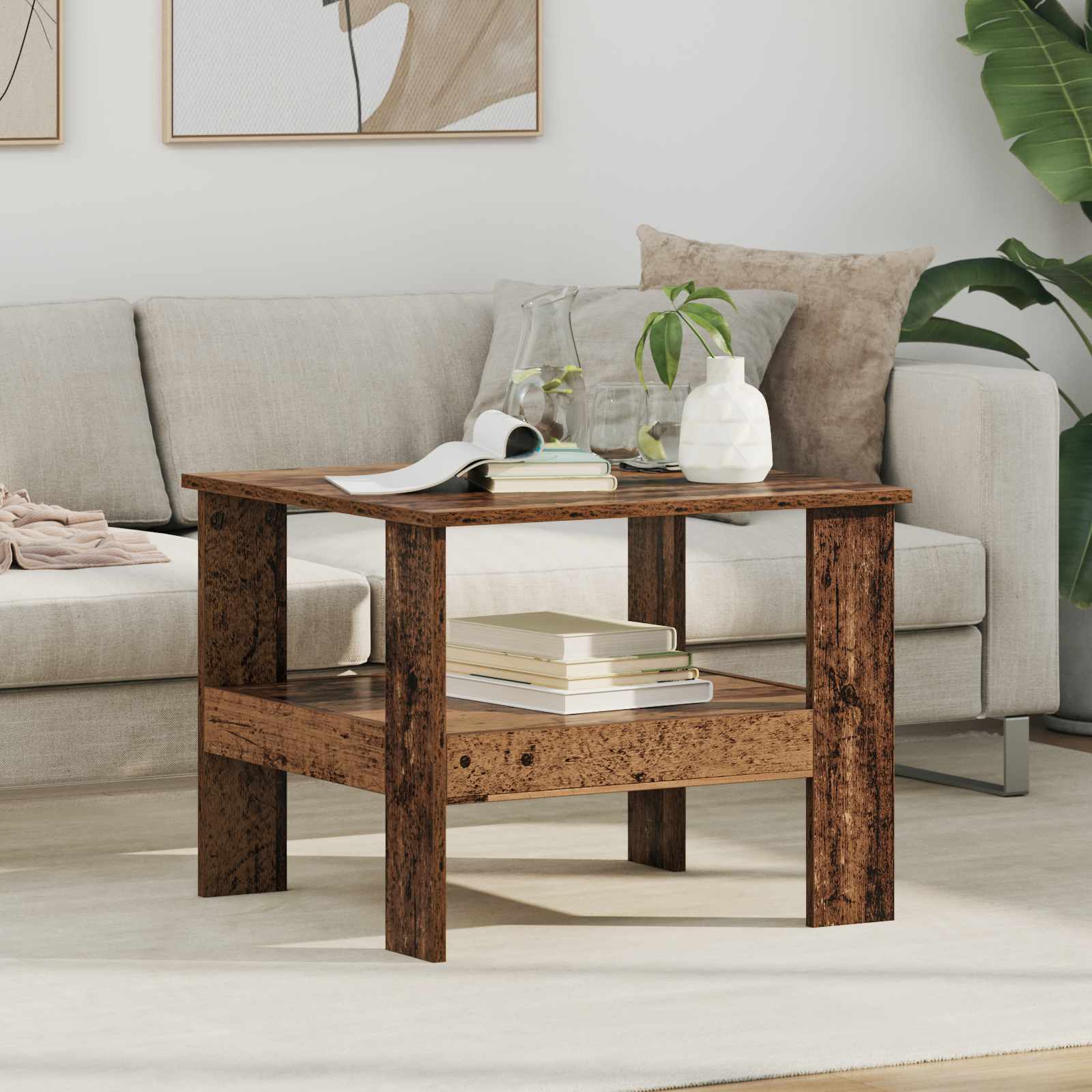 Salontafel Oudhout 57 x 55 x 45 cm Bewerkt hout