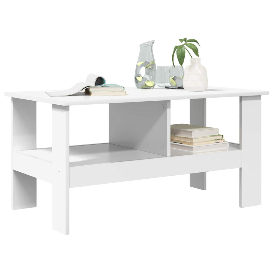 Salontafel Wit 90 x 50 x 45 cm Bewerkt hout