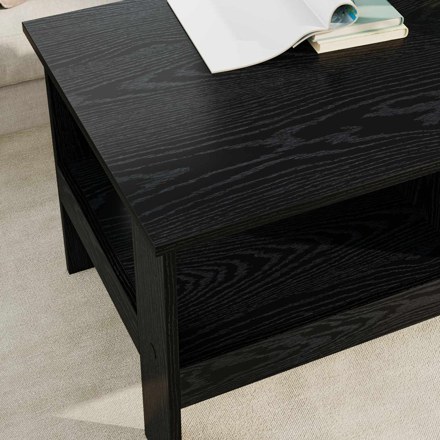 Salontafel Zwart Eiken 90 x 50 x 45 cm Bewerkt hout