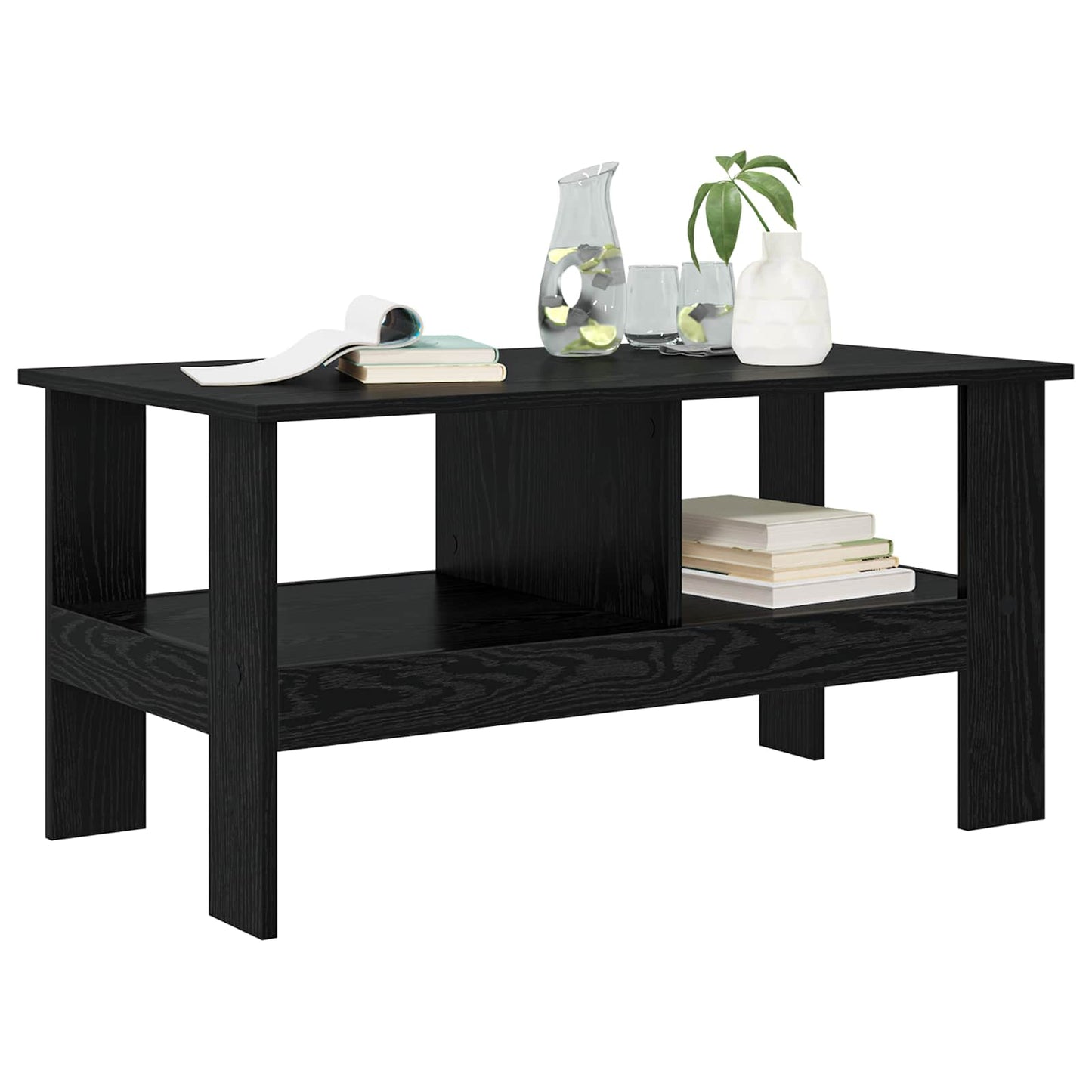 Salontafel Zwart Eiken 90 x 50 x 45 cm Bewerkt hout