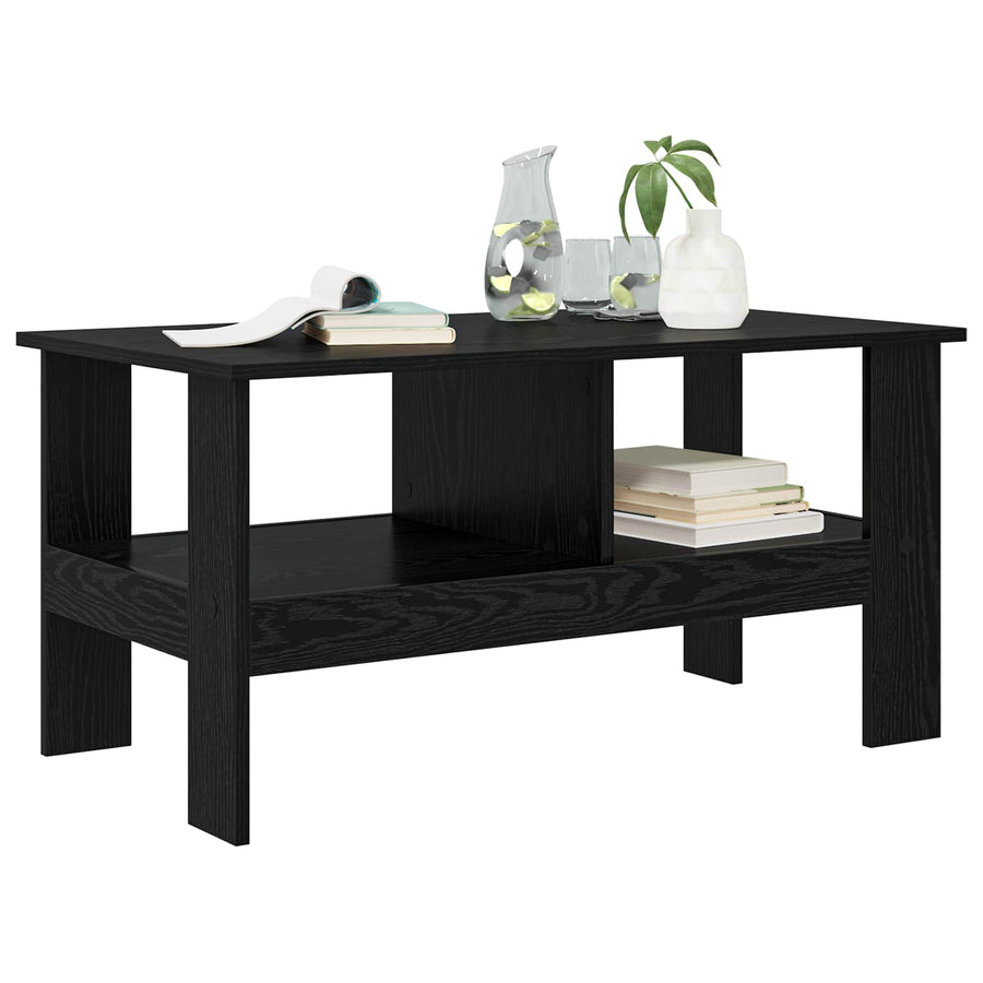 Salontafel Zwart Eiken 90 x 50 x 45 cm Bewerkt hout