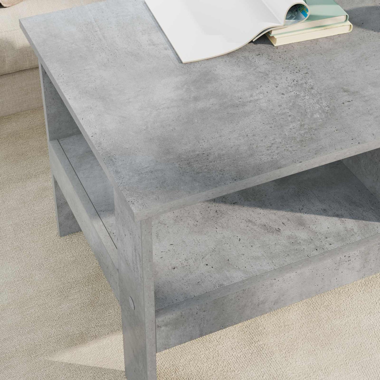 Salontafel Beton Grijs 90 x 50 x 45 cm Bewerkt hout