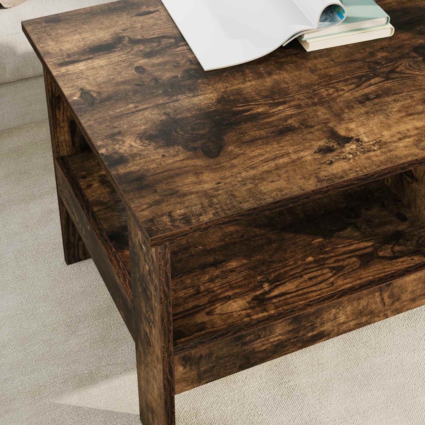 Salontafel Gerookt eiken 90 x 50 x 45 cm Bewerkt hout