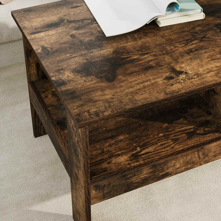 Salontafel Gerookt eiken 90 x 50 x 45 cm Bewerkt hout