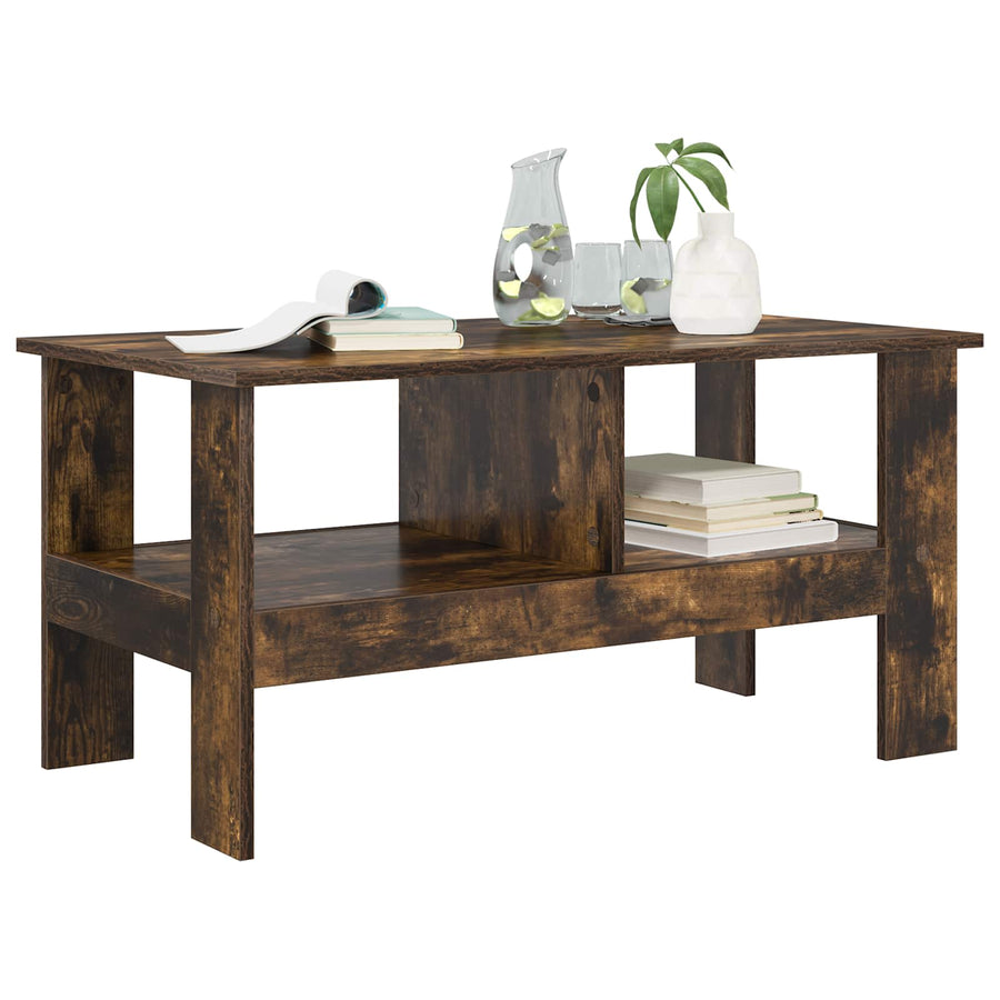 Salontafel Gerookt eiken 90 x 50 x 45 cm Bewerkt hout