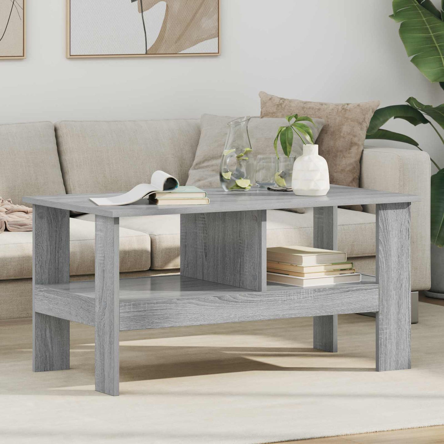 Salontafel Grijs Sonoma 90 x 50 x 45 cm Bewerkt hout