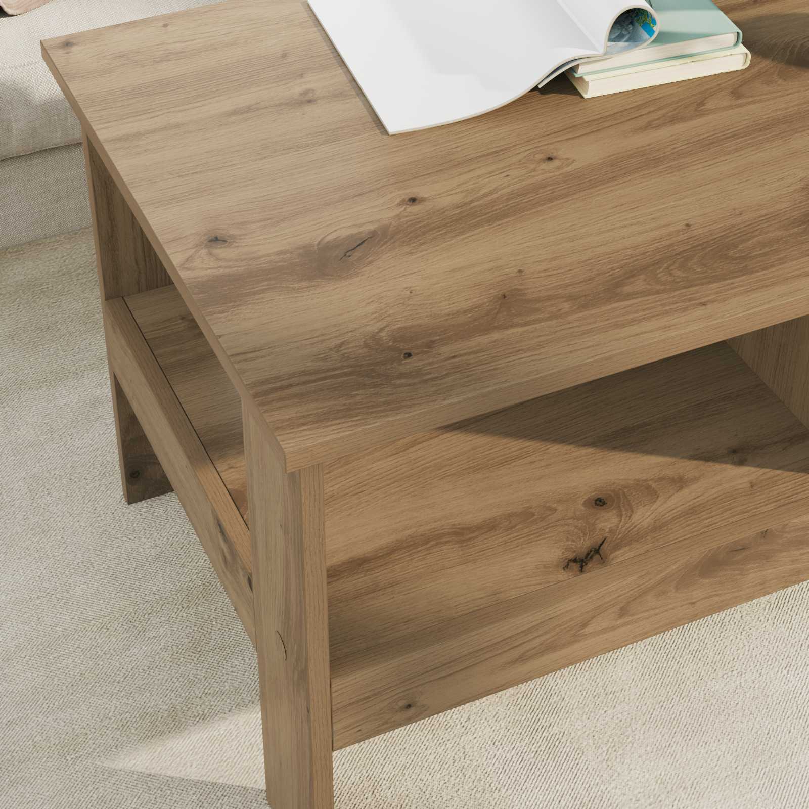 Salontafel Artisan Eiken 90 x 50 x 45 cm Bewerkt hout