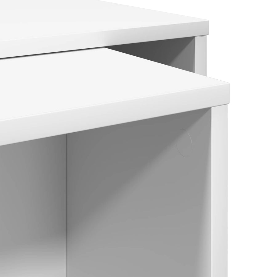 Koffietafel Set 2 pcs Wit Bewerkt hout