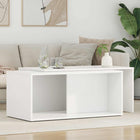 Coffee Table Set 2 pcs White Carved Wood