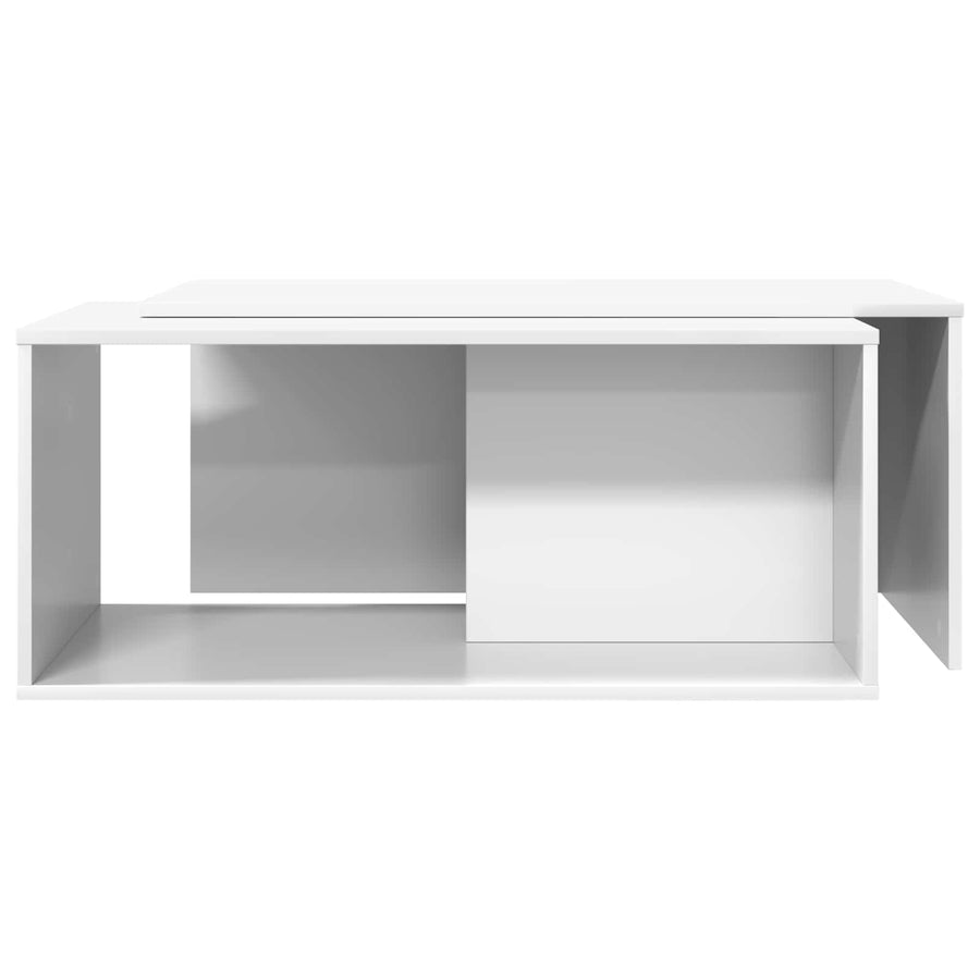 Koffietafel Set 2 pcs Wit Bewerkt hout