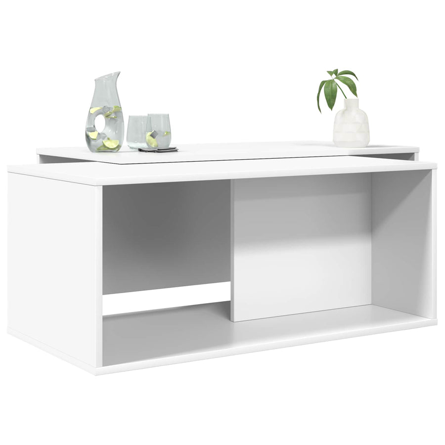 Koffietafel Set 2 pcs Wit Bewerkt hout